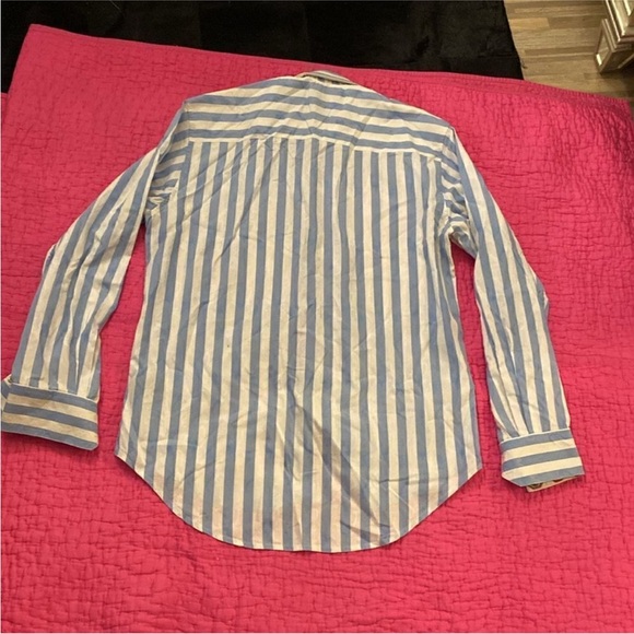 Robert Graham Blue and White Striped Shirt, M - Picture 6 of 9